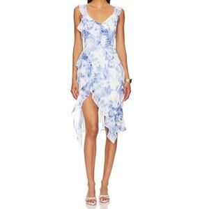 Amanda Uprichard x Revolve Cantara Splash Ruffle Dress Romantic Cottagecore S